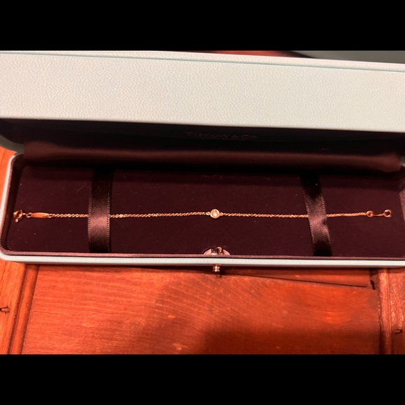 Tiffany & Co. Elsa Peretti Diamonds by the yard 18k Rose Gold Bracelet .10cw NWT - Picture 5 of 7